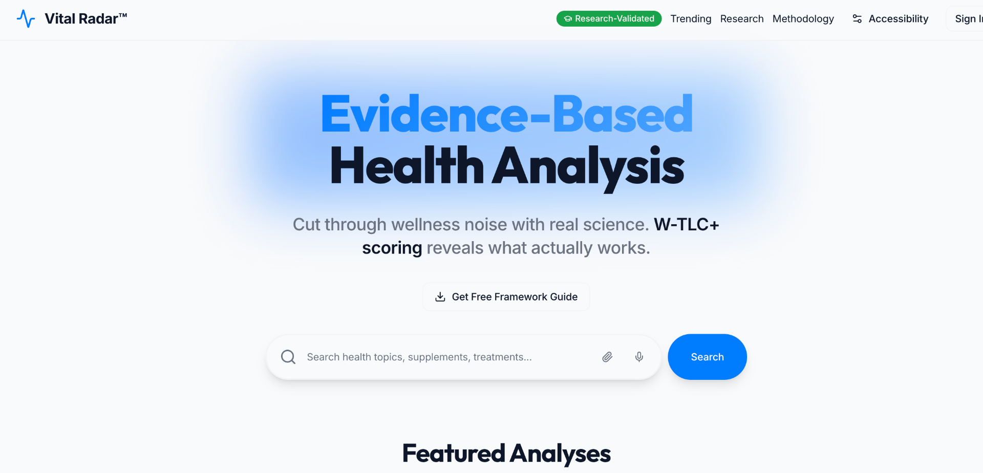 Screenshot of VitalRadar Learn